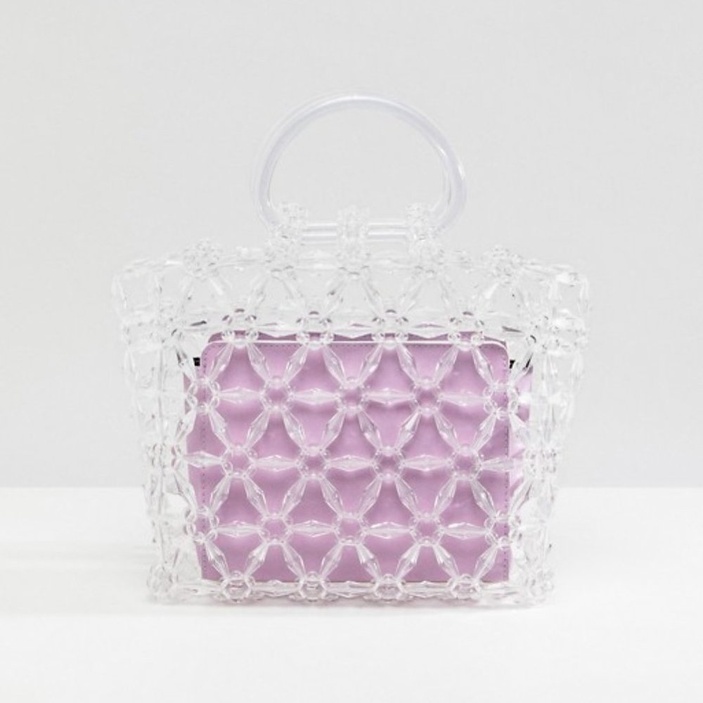 ASOS beaded boxy clutch bag with removable clutch